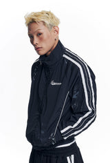 Dirty Nylon Piping Track Jacket - Black