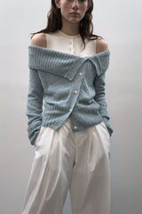 OFF SHOULDER BUTTON CARDIGAN