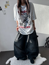 Johnsy Carpenter Balloon Fit Elastic Waist Denim Pants 3color