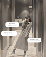 フード付きフリースロングワンピース