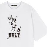 ホーリーフラワー バタフライ オーバーフィット 半袖Tシャツ_WHITE