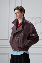 Deconstructed Cropped Faux Leather Jacket