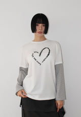 (Brushed) HEART LAYERED LONG-SLEEVE