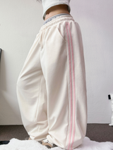 TRACK THREE LINE WIDE PANTS 🤍🎀 FLEECE- PICKABLE 💕🤎🖤5COLOR