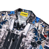 [UNISEX] オートモバイルパーツキャンプカラープリントシャツ（ブルー）