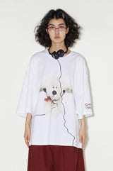 Loose and breathable short-sleeved white T-shirt for summer in a large size.