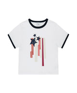 フラッグアップリケリンガークロップTシャツ
