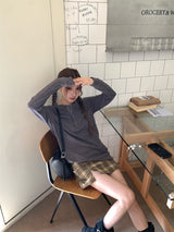 ラウンドボタンワッフルロングスリーブTシャツ