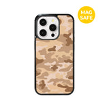 【MADE】カモフラージュ モカベージュアイフォン ケース [Glossy Glass/Magsafe]