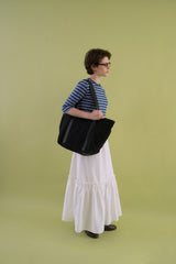 Gather check shirring skirt_ivory