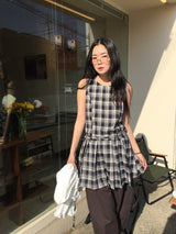Low Check Pleated Dress (2color)