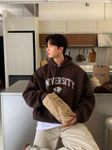  Urban University Embroidery Double Middle Overfit Hoodie