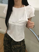 フィックスリベットホルターネックTシャツ (2c)