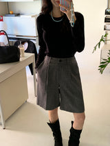 [MADE] Fidic Wool Herringbone Bermuda Pants