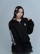 【HAZUKI SAARA】Half zip sweat tops - white