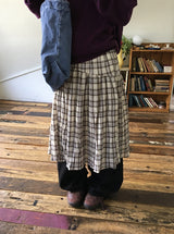 Noelle Vintage Check Banding Long Skirt