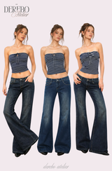 deep blue flow bootcut denim pants, regular (LONG)