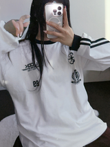 ヒップツーラインナンバーリングロゴスリーブTシャツ💙🤍🖤3カラー