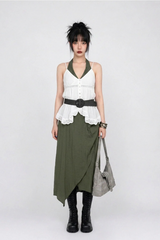 LACE BREEZE BUTTON CAMI TOP (WHITE, VIOLET GRAY 2COLORS!)