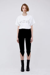 V　Cut　rib　half　pants