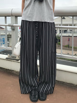 Sunday Home Stripe Lounge Button Wide Pants