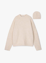 BEANIE SET OVERSIZED KNIT (IVORY)