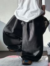 🩵5000 SOLD OUT 🥳 ❤‍🔥(DURABLE DENIM VER) ❤‍🔥 TWO PLEAT BALLOON COTTON PANTS 🖤🩵 - 2 COLORS