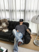 No.1793 N stripe crop half T (5color)