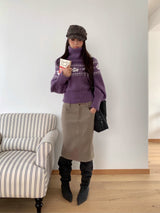 Moai Beige Midi Skirt