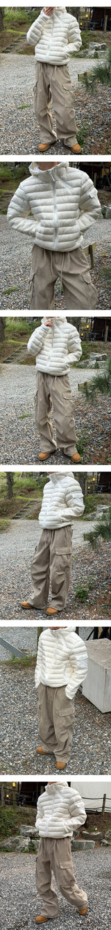[Unisex] コーデュロイバンディングカーゴワイドパンツ(2color)