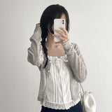 Ribbon Sleeveless Loen Bustier Top Lace Sleeveless Top (3 colors)