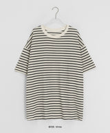 [unisex] Canich Stripe Color Matching Short Sleeve Tee