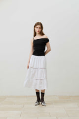 SHERRY UNBALANCE SHIRRLING TOP / BLACK