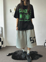 ディスオーダーグラフィティタトゥーパッチグラフィックオーバーサイズTシャツ 4カラー