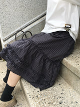 Ello Check Frill Midi Skirt (2c)
