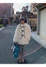 アイボリープードルファーリボンハーフコート