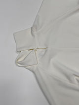 High-neck belted balloon-fit blouse