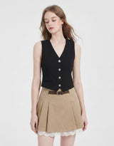[PRE- FALL] Léa Lace Layered Pleated Mini Skirt Beige