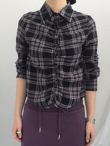 ruffle frill checkered short shirt