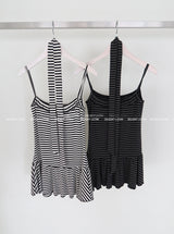 scarf set stripe frill mini-dress
