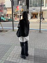 405 スリットブーツカットワイドデニムパンツ