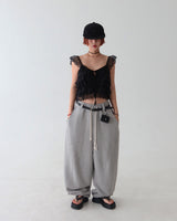 [UNISEX] ヒップレタリングスタッドベルトジョガー& ワイドパンツ