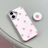 [MADE][Glass Bumper Case] Strawberry embroidered knit case pink