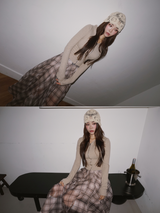 Long Check Chiffon Sharalla Skirt