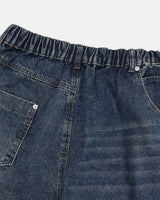 Reverse curved cut denim