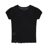 ウェーブパフレースTシャツ (Black) F25QB127