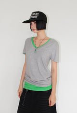 ソフト ロング Vネック Tシャツ
