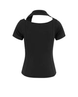 カウルネックスカーフTシャツ _ ブラック