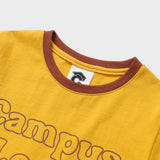 キャンパスラバーヴィンテージイエロークロップ半袖リンガーtシャツ