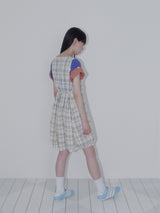 ボタンダブルスリーブT (ブルー)